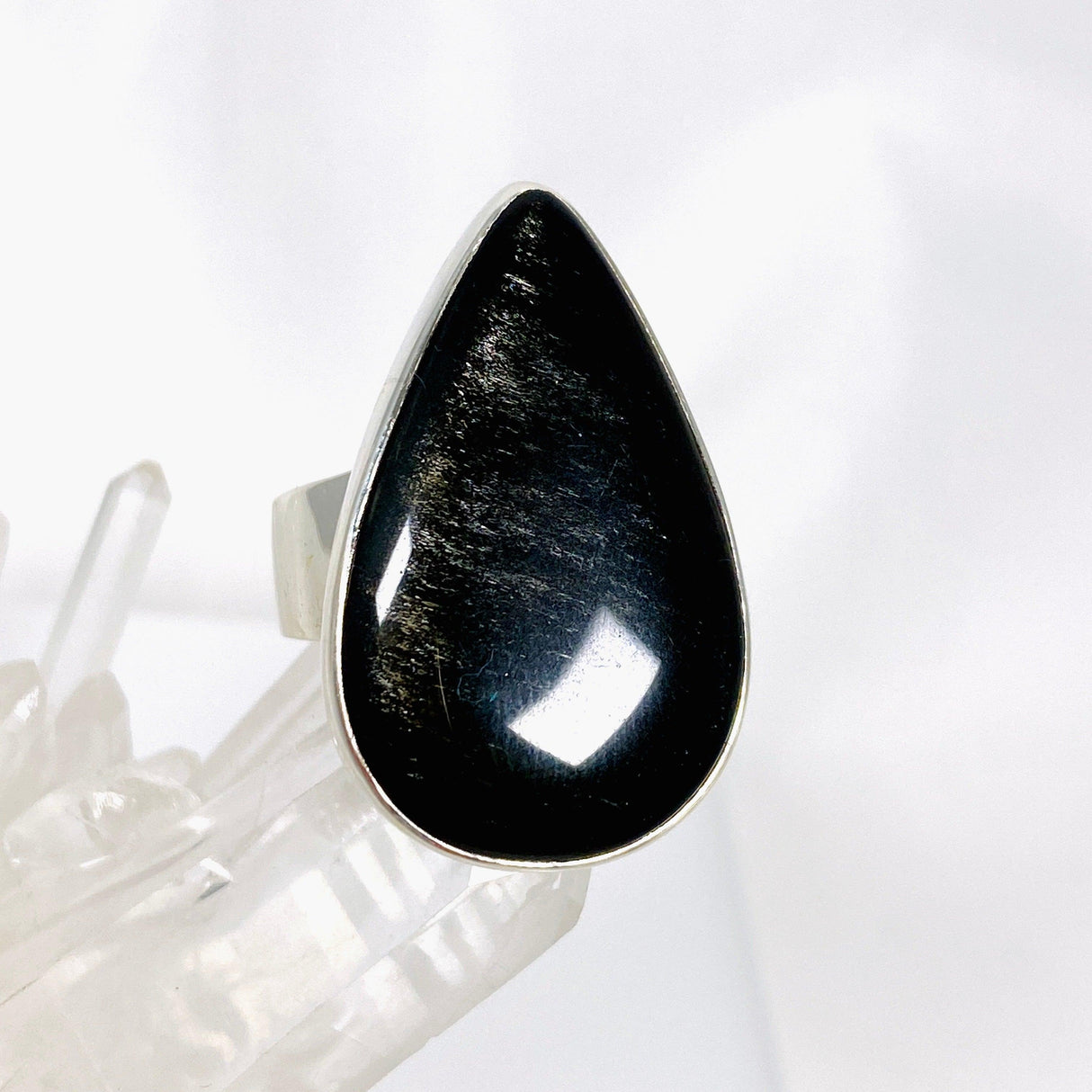 Silversheen Obsidian teardrop ring s.9 KRGJ2925 - Nature's Magick