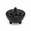 Small cast iron cauldron with decorative cutwork lid, 8cm