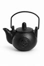 Small cast iron kettle cauldron with lid and pentagram design, 8cm