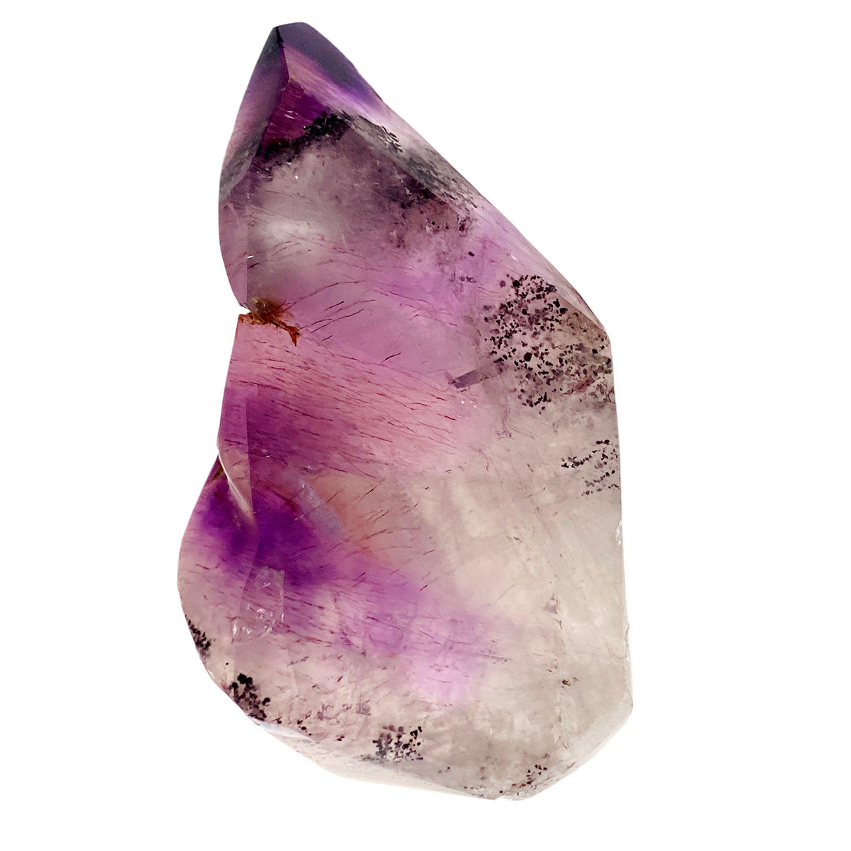 Smokey Amethyst with Lepidocrocite inclusions polished crystal 