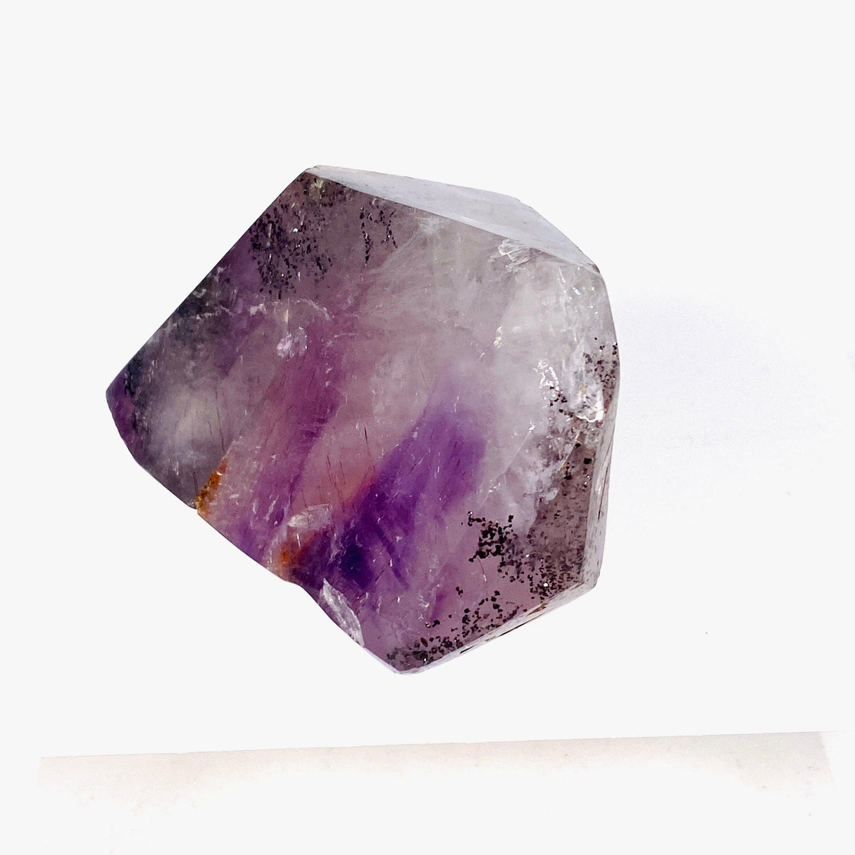 Smokey Amethyst with Lepidocrocite inclusions polished crystal 