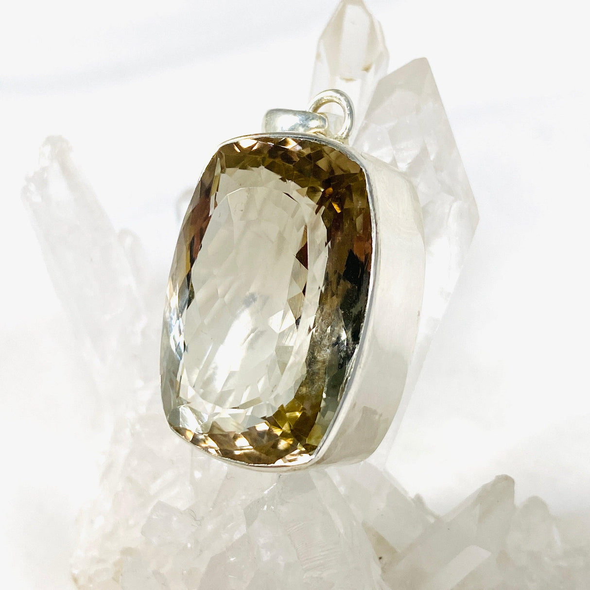 Smokey Lemon Quartz Faceted Rectangular Pendant KPGJ3860 - Nature's Magick