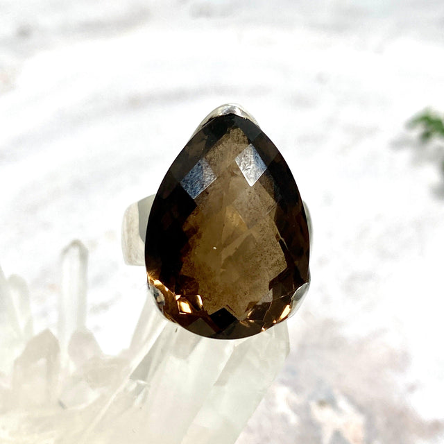 Smokey Quartz checkerboard faceted teardrop s.9.5 KRGJ966 - Nature's Magick