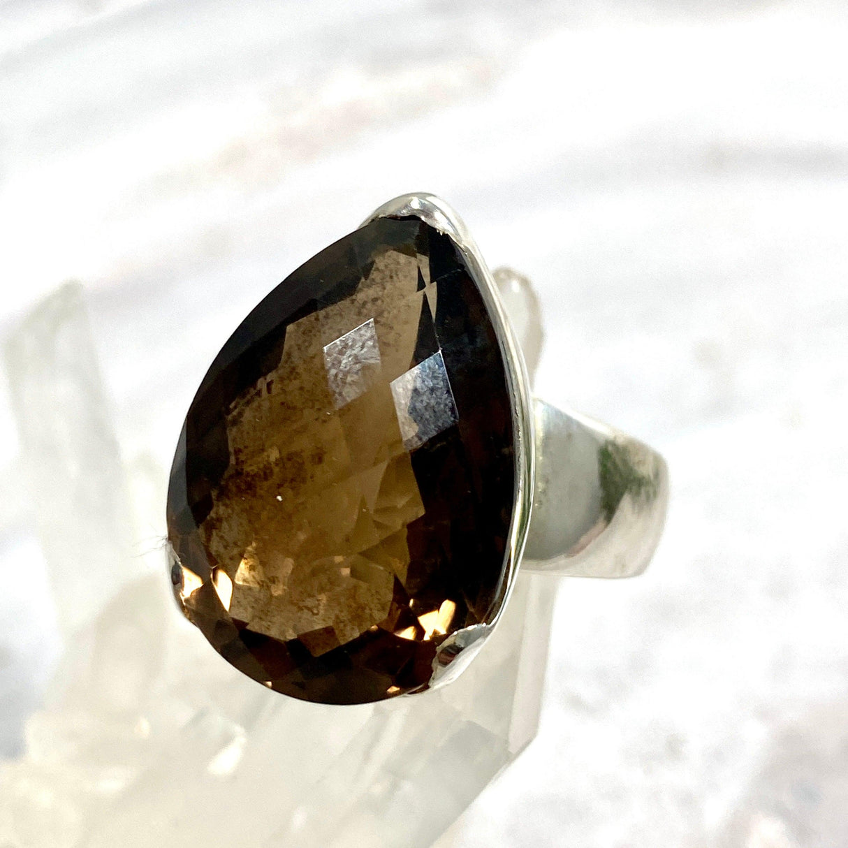 Smokey Quartz checkerboard faceted teardrop s.9.5 KRGJ966 - Nature's Magick