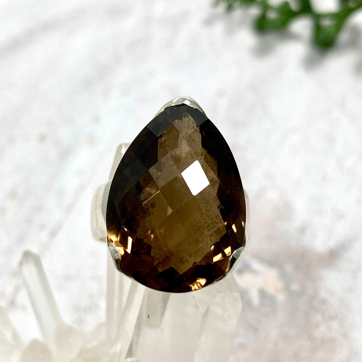 Smokey Quartz checkerboard faceted teardrop s.9.5 KRGJ966 - Nature's Magick