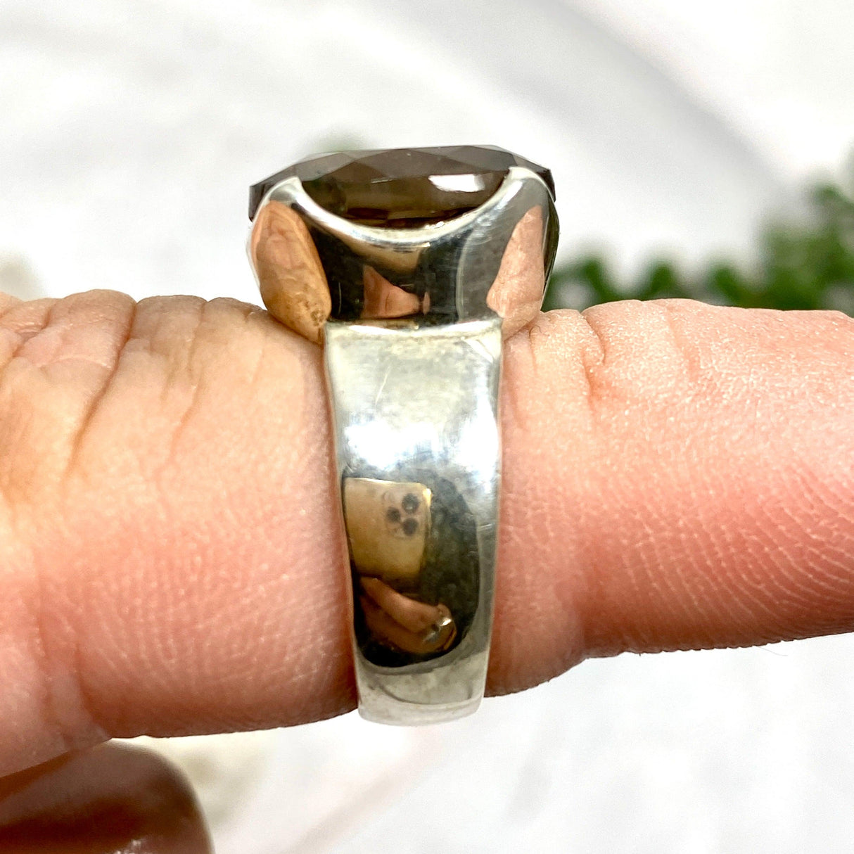 Smokey Quartz circular faceted ring s. 6.5 KRGJ1169 - Nature's Magick