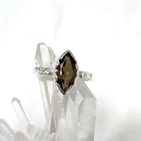 Smokey Quartz Faceted Marquise Ring in a Decorative Setting R3726 - Nature's Magick