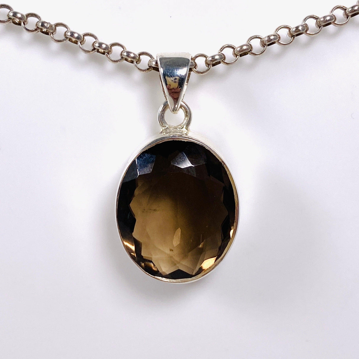 Smokey Quartz Faceted Oval Pendant KPGJ3852 - Nature's Magick