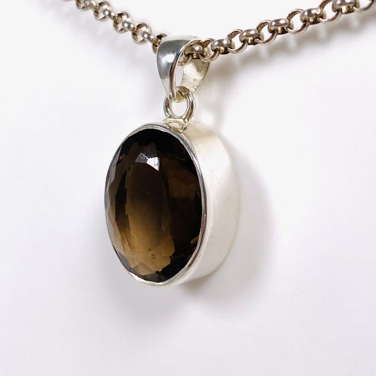 Smokey Quartz Faceted Oval Pendant KPGJ3852 - Nature's Magick