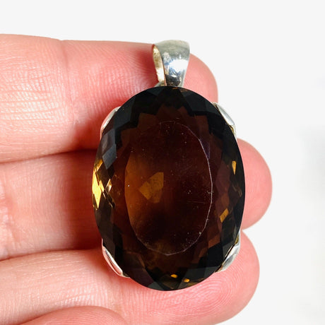 Smokey Quartz Faceted Oval Pendant KPGJ3855 - Nature's Magick