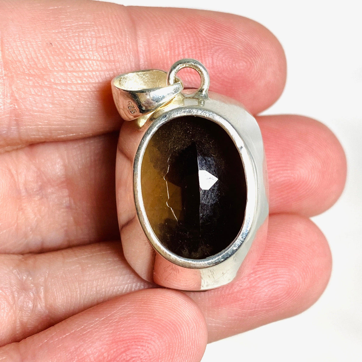 Smokey Quartz Faceted Oval Pendant KPGJ3855 - Nature's Magick