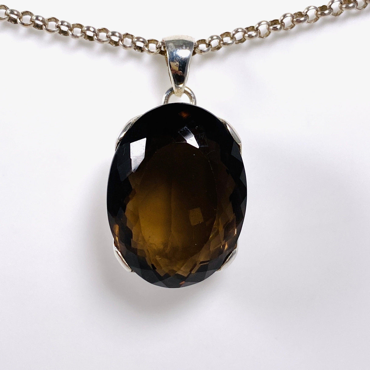 Smokey Quartz Faceted Oval Pendant KPGJ3855 - Nature's Magick