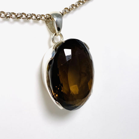 Smokey Quartz Faceted Oval Pendant KPGJ3855 - Nature's Magick