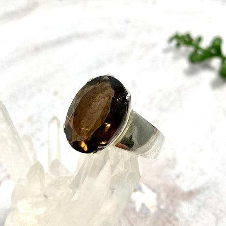 Smokey Quartz faceted oval ring s.9.5 KRGJ1172 - Nature's Magick