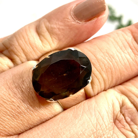 Smokey Quartz faceted oval ring s.9.5 KRGJ1172 - Nature's Magick