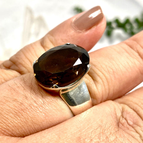 Smokey Quartz faceted oval ring s.9.5 KRGJ1172 - Nature's Magick