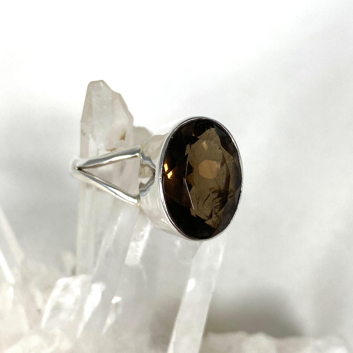 Smokey Quartz Faceted Oval Ring Size 10 KRGJ2914 - Nature's Magick