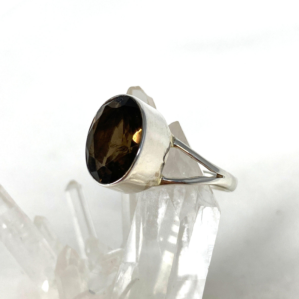 Smokey Quartz Faceted Oval Ring Size 10 KRGJ2914 - Nature's Magick