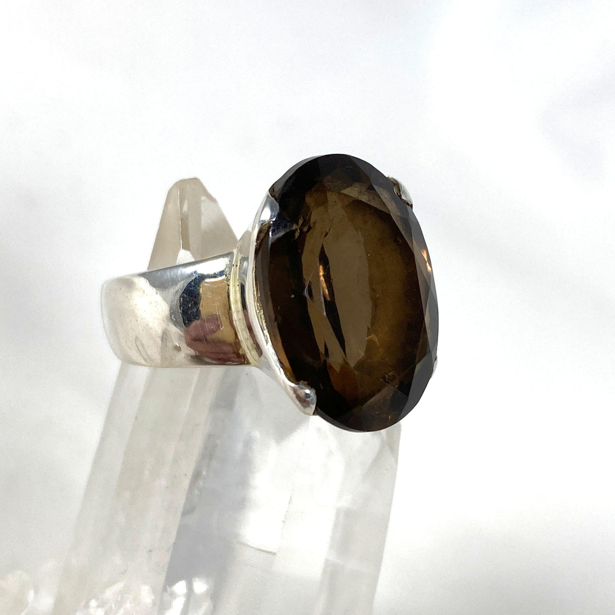 Smokey Quartz Faceted Oval Ring Size 7 KRGJ2907 - Nature's Magick