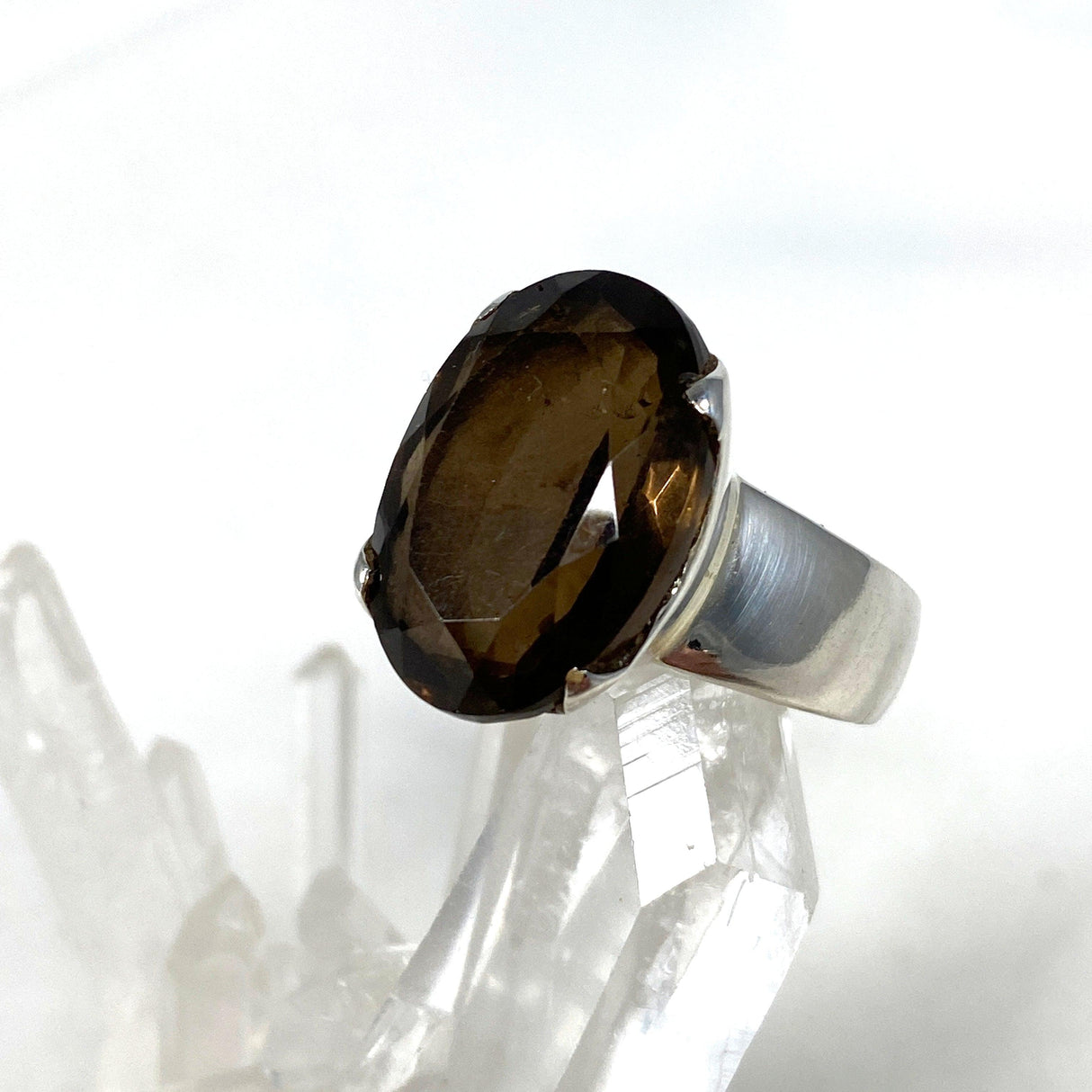 Smokey Quartz Faceted Oval Ring Size 7 KRGJ2907 - Nature's Magick