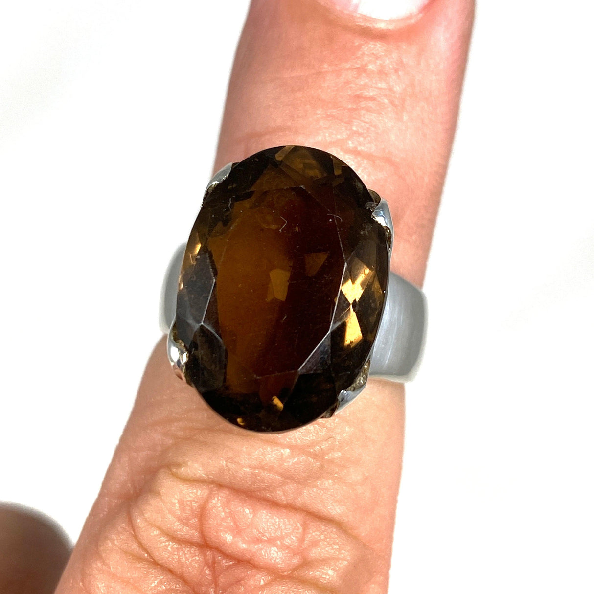 Smokey Quartz Faceted Oval Ring Size 7 KRGJ2907 - Nature's Magick