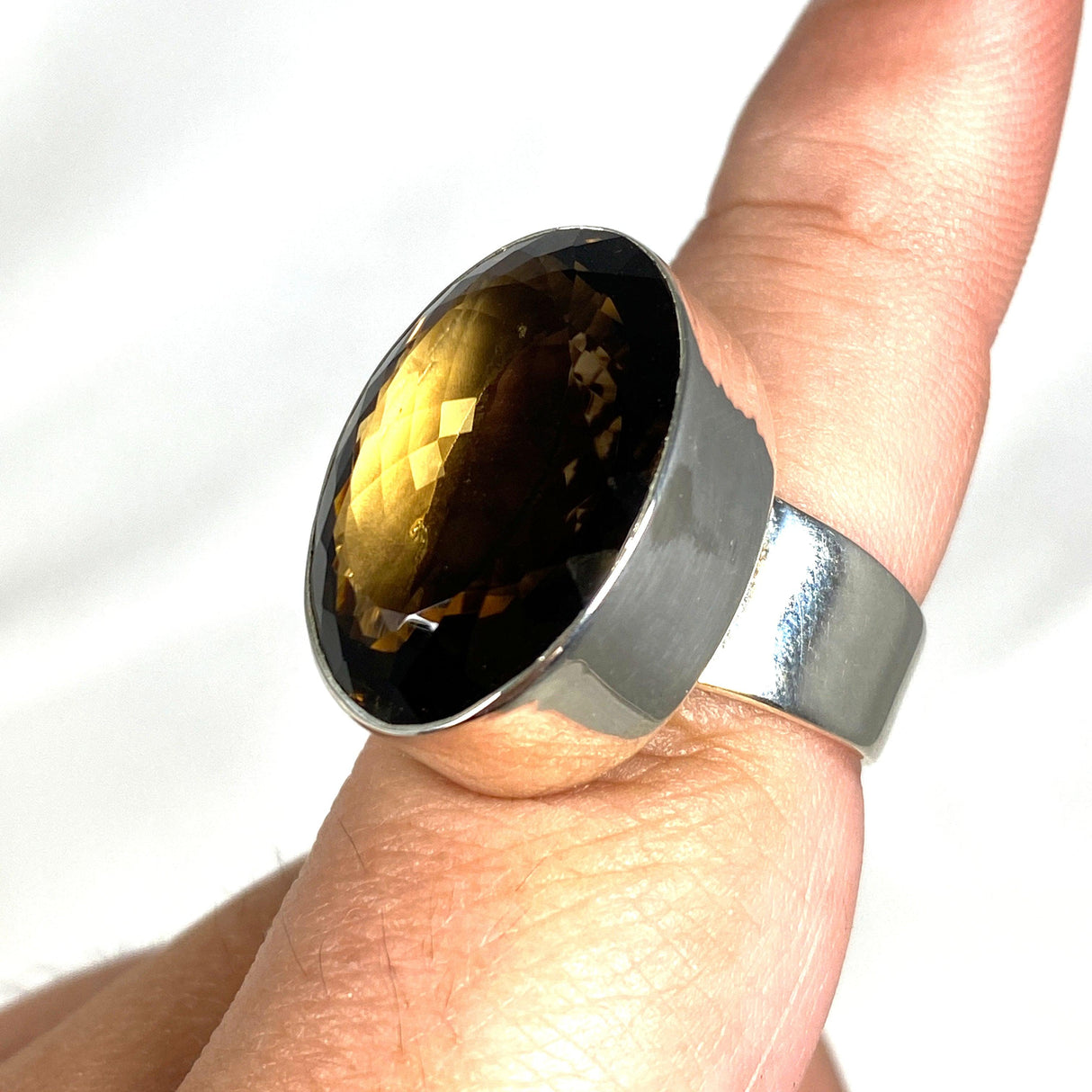 Smokey Quartz Faceted Oval Ring Size 8 KRGJ2913 - Nature's Magick