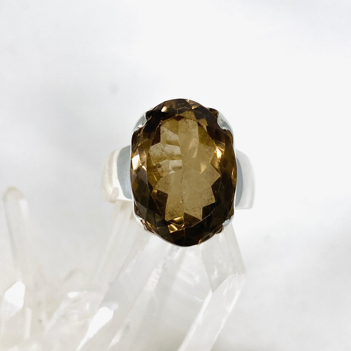 Smokey Quartz Faceted Oval Ring Size 9 KRGJ2909 - Nature's Magick