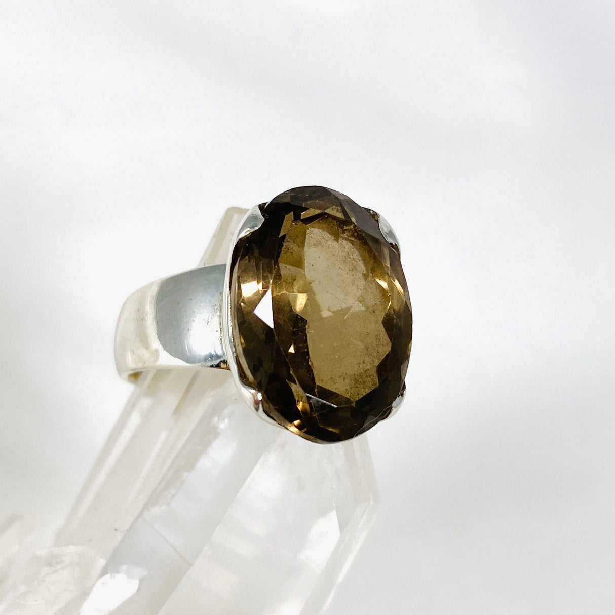 Smokey Quartz Faceted Oval Ring Size 9 KRGJ2909 - Nature's Magick