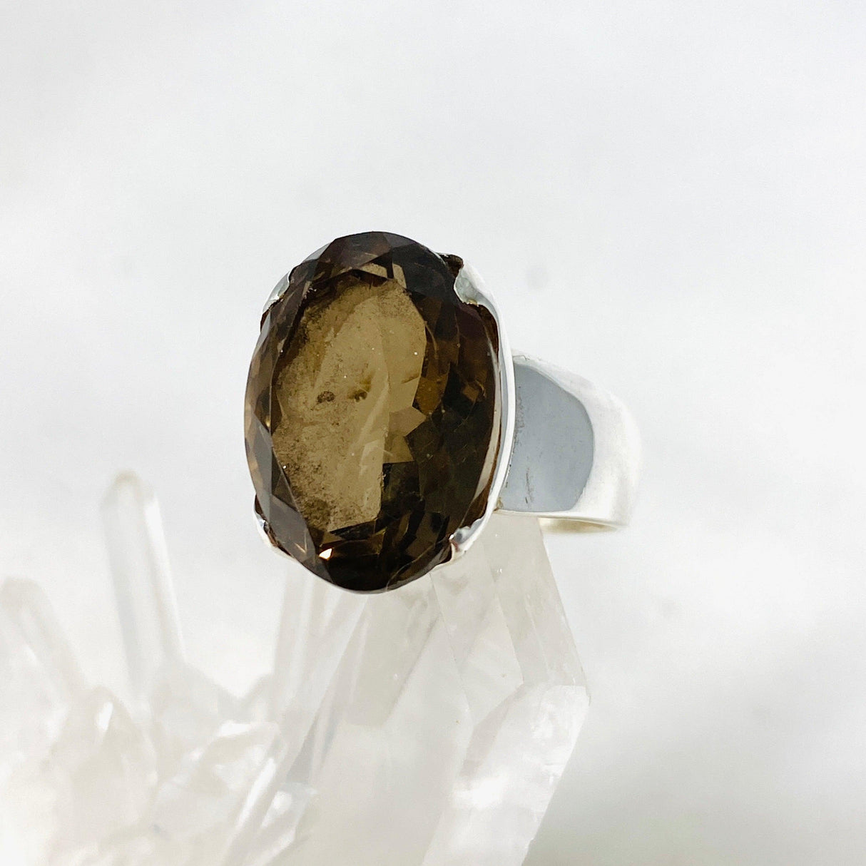 Smokey Quartz Faceted Oval Ring Size 9 KRGJ2909 - Nature's Magick