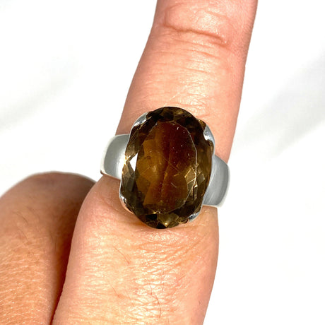 Smokey Quartz Faceted Oval Ring Size 9 KRGJ2909 - Nature's Magick