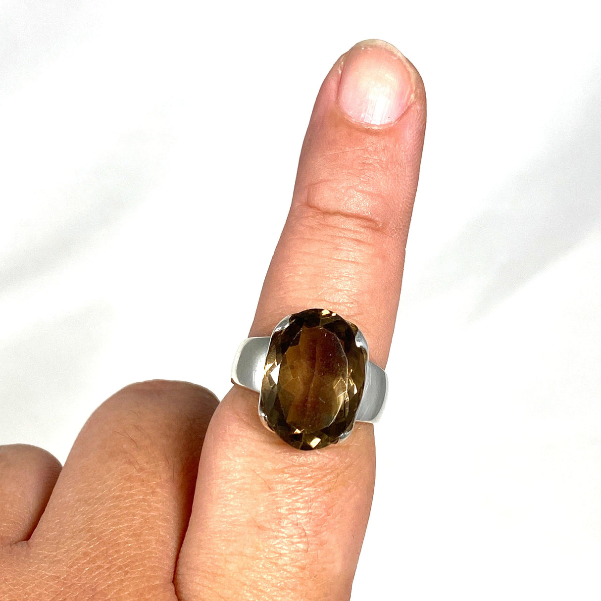 Smokey Quartz Faceted Oval Ring Size 9 KRGJ2909 - Nature's Magick