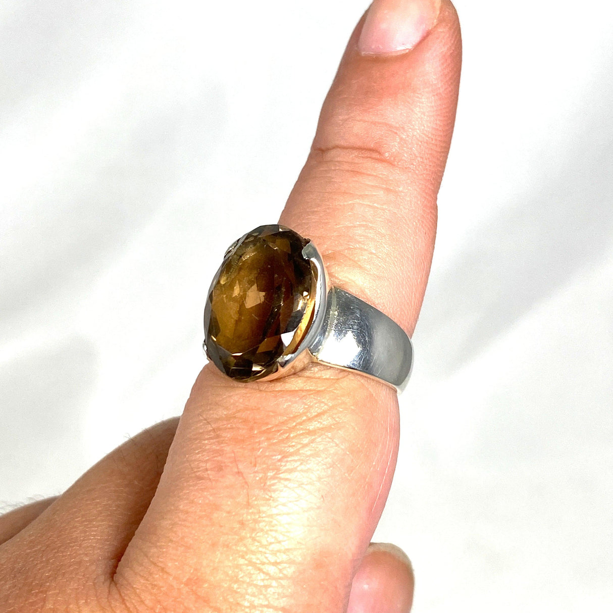 Smokey Quartz Faceted Oval Ring Size 9 KRGJ2909 - Nature's Magick