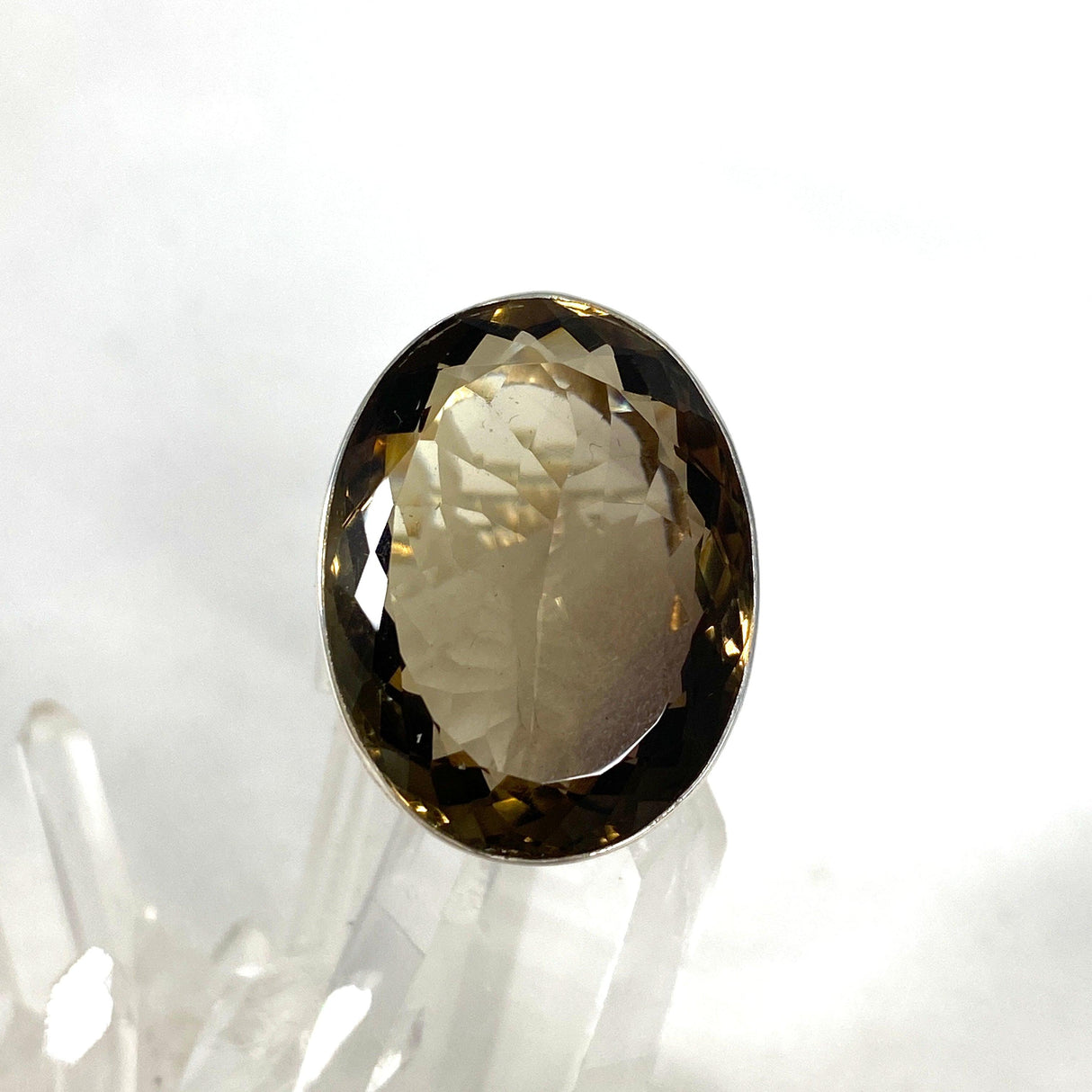 Smokey Quartz Faceted Oval Ring Size 9 KRGJ2910 - Nature's Magick