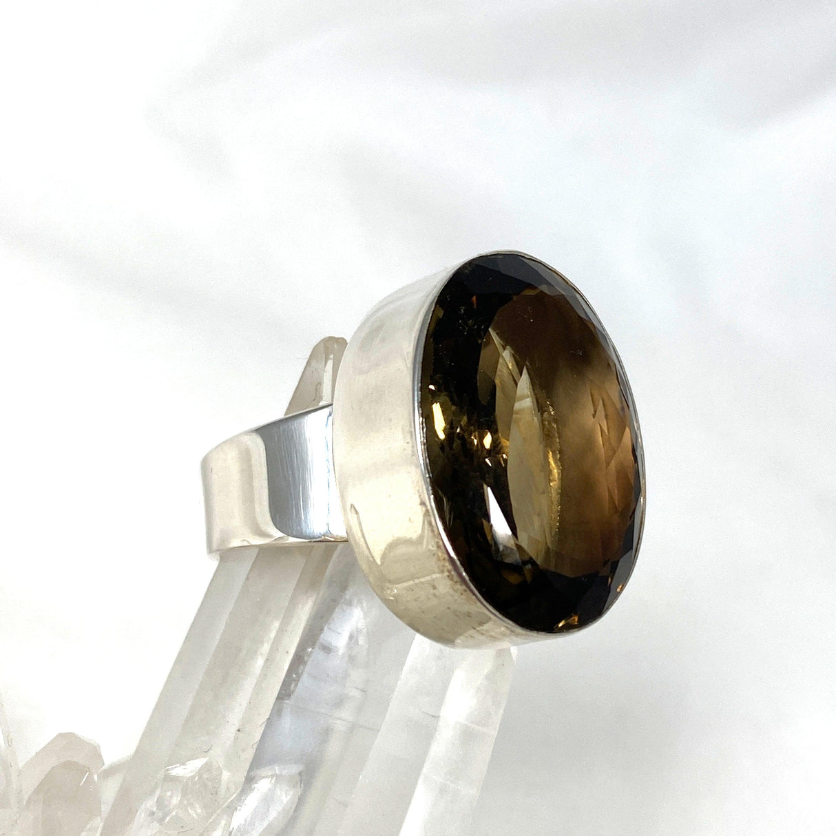 Smokey Quartz Faceted Oval Ring Size 9 KRGJ2910 - Nature's Magick