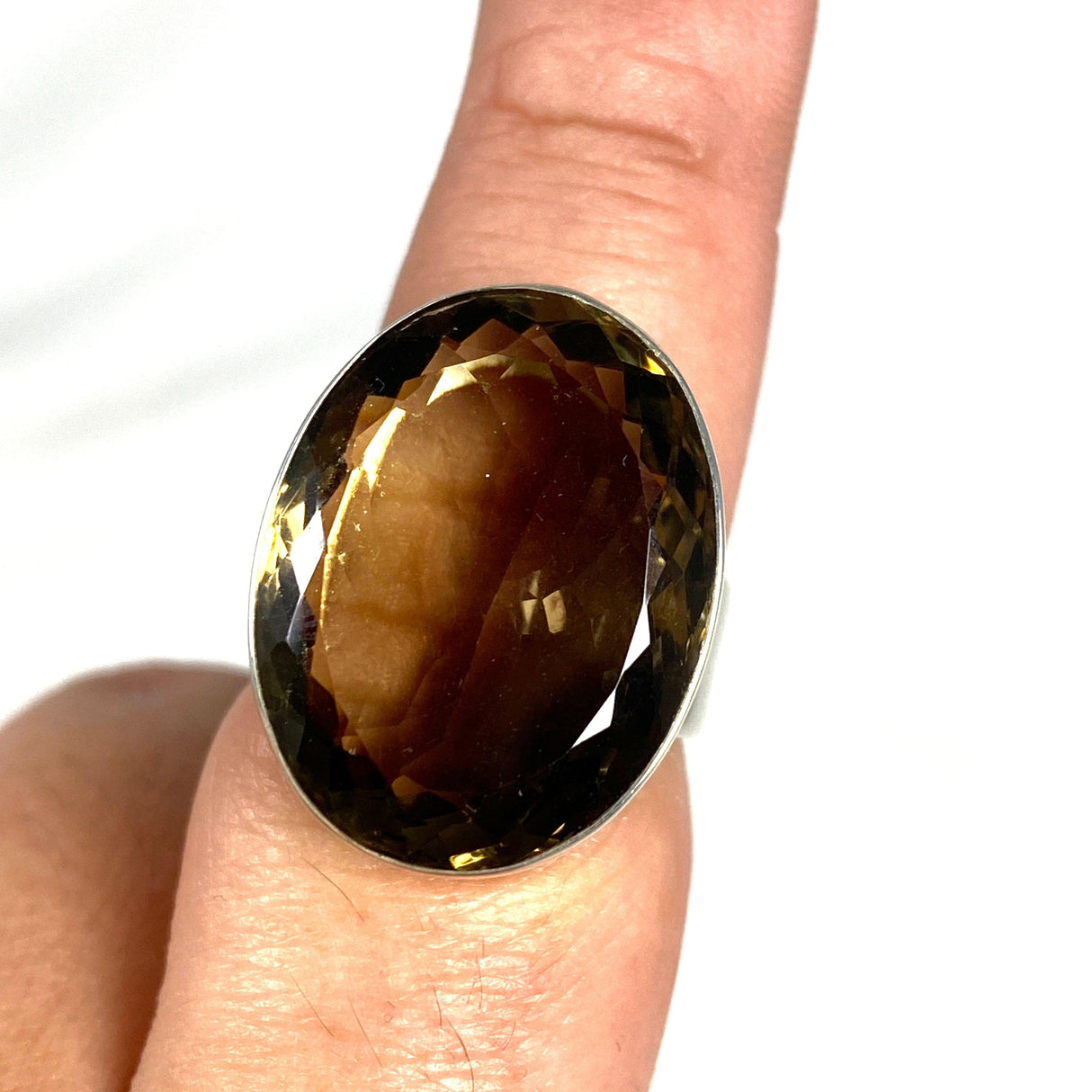 Smokey Quartz Faceted Oval Ring Size 9 KRGJ2910 - Nature's Magick