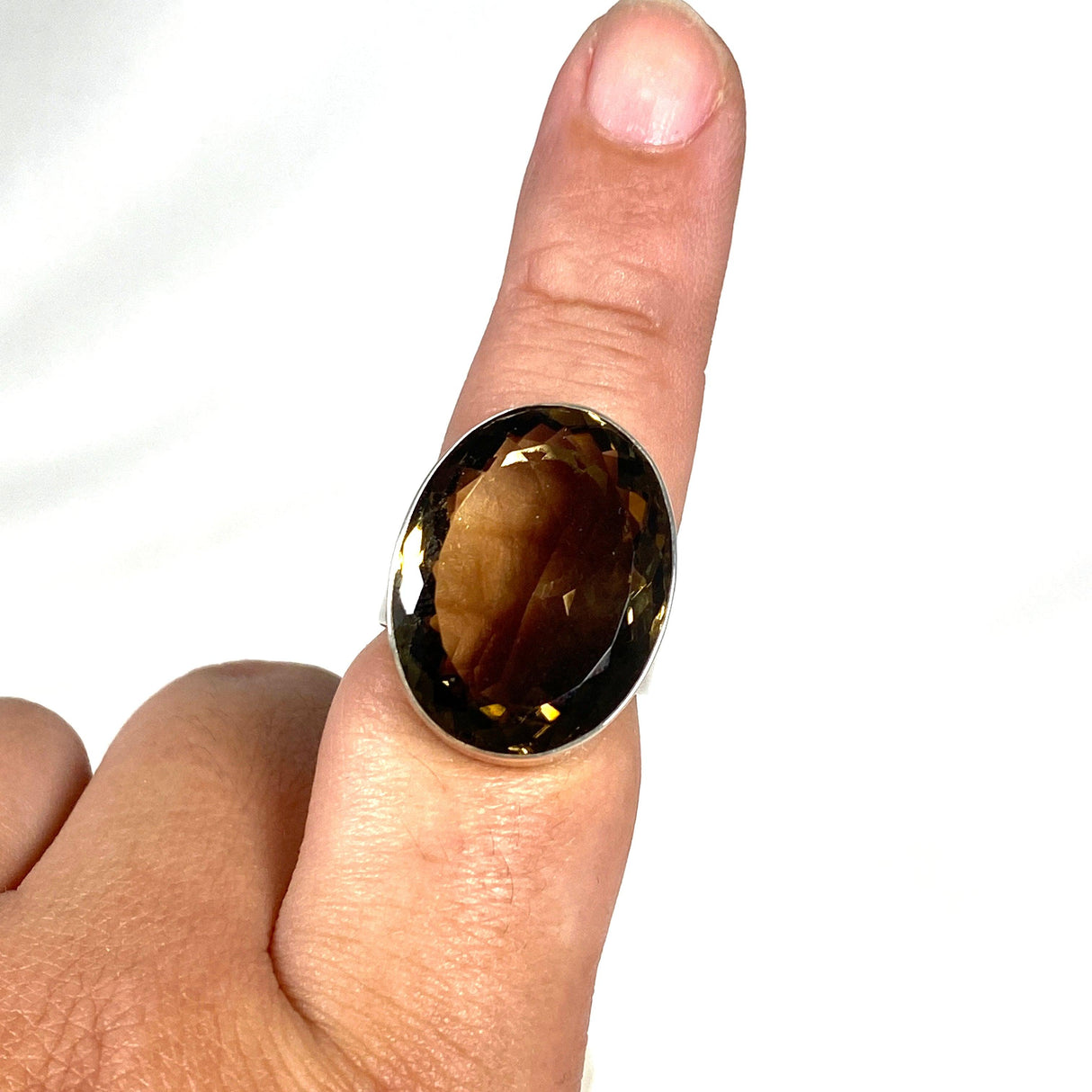 Smokey Quartz Faceted Oval Ring Size 9 KRGJ2910 - Nature's Magick