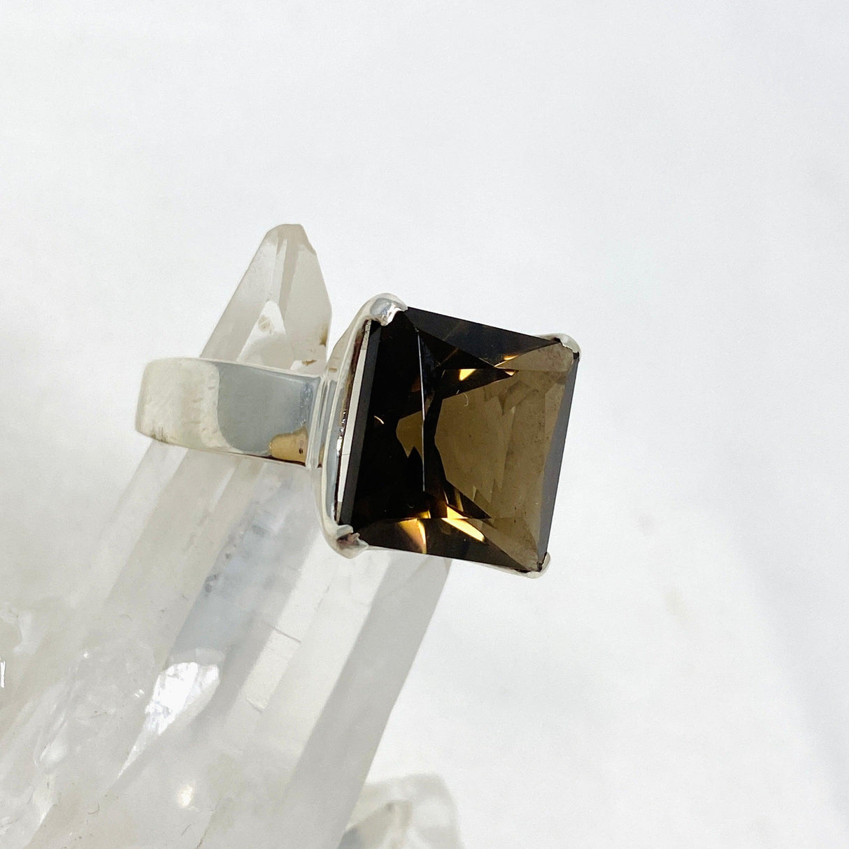 Smokey Quartz Faceted Square Ring Size 11 PRGJ423 - Nature's Magick