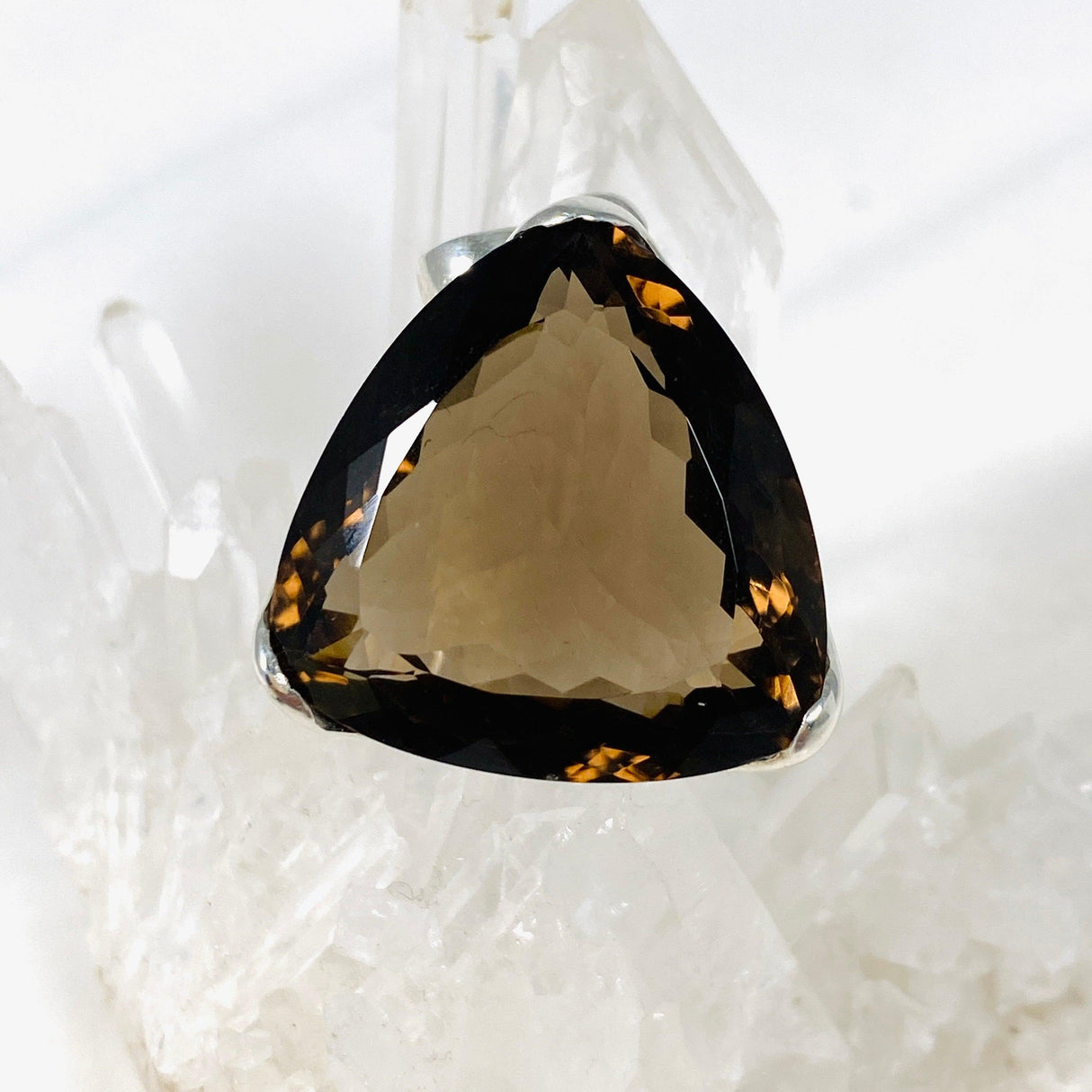 Smokey Quartz Faceted Triangular Pendant KPGJ3849 - Nature's Magick