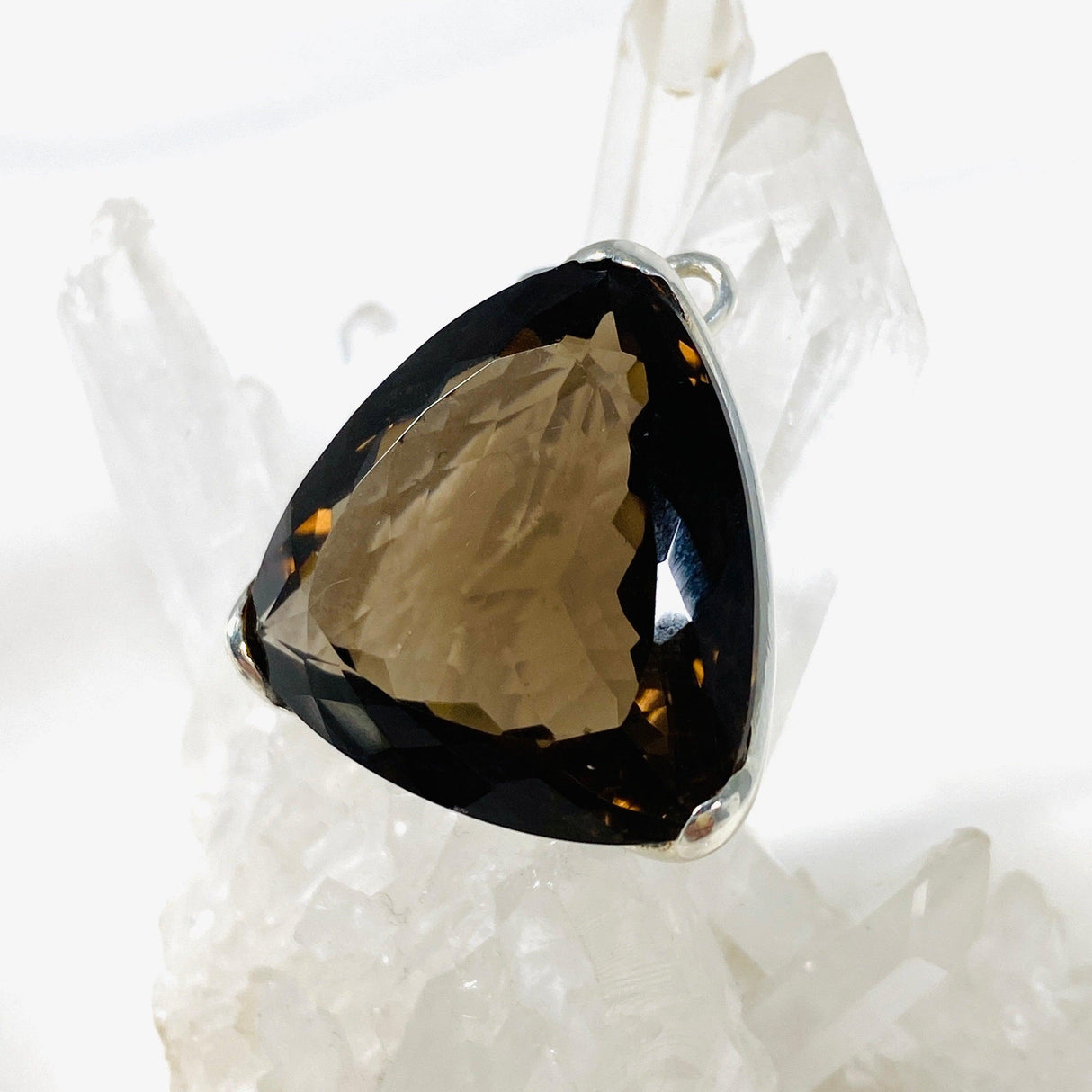 Smokey Quartz Faceted Triangular Pendant KPGJ3849 - Nature's Magick