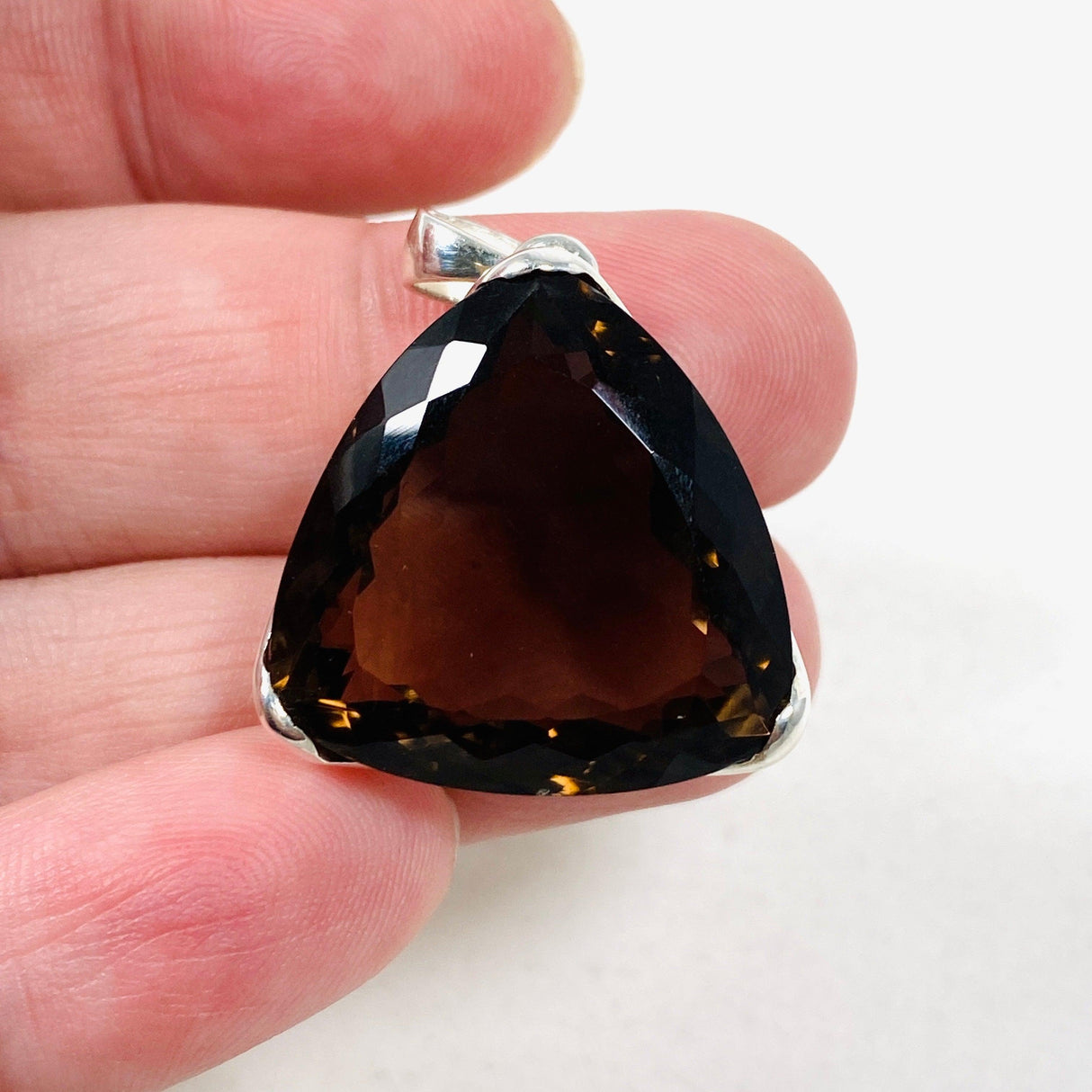 Smokey Quartz Faceted Triangular Pendant KPGJ3849 - Nature's Magick