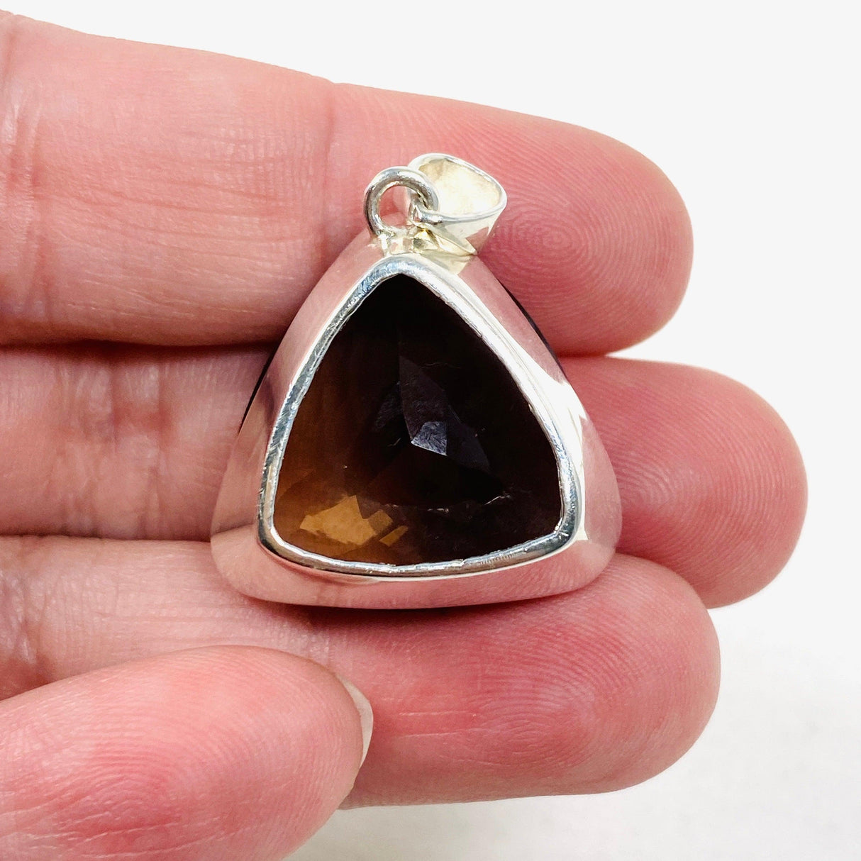 Smokey Quartz Faceted Triangular Pendant KPGJ3849 - Nature's Magick