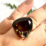 Smokey Quartz faceted trillion triangle ring s.10 KRGJ964 - Nature's Magick