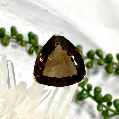 Smokey Quartz faceted trillion triangle ring s.10 KRGJ964 - Nature's Magick