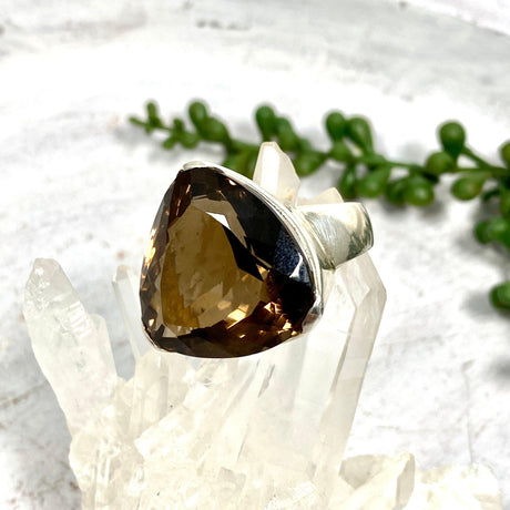 Smokey Quartz faceted trillion triangle ring s.10 KRGJ964 - Nature's Magick