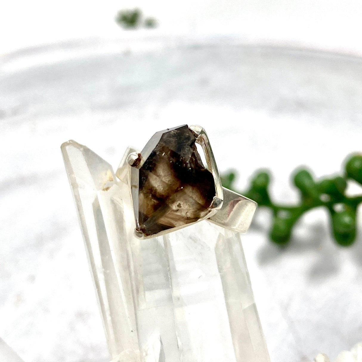 Smokey Quartz Mooralla raw ring s.6.5 PRGJ321 - Nature's Magick