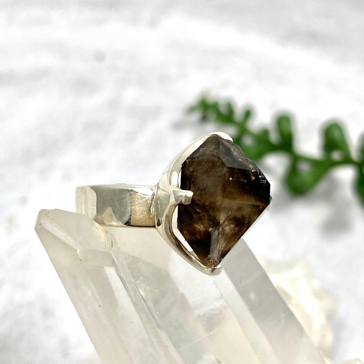 Smokey Quartz Mooralla raw ring s.6.5 PRGJ321 - Nature's Magick