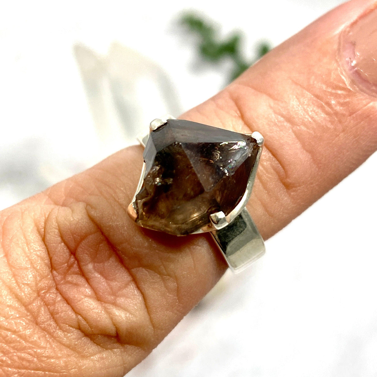 Smokey Quartz Mooralla raw ring s.6.5 PRGJ321 - Nature's Magick