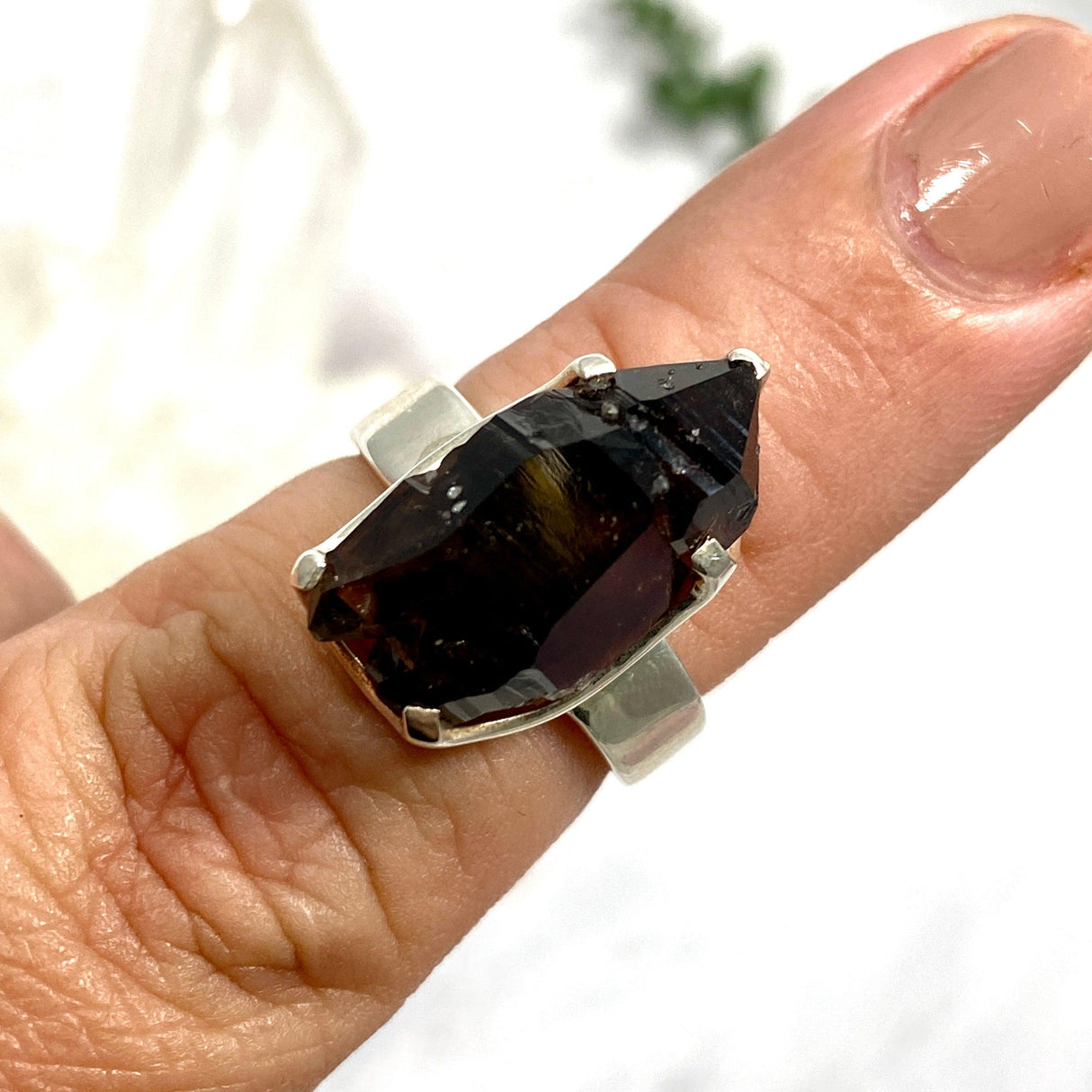 Smokey Quartz Mooralla raw ring s.6.5 PRGJ323 - Nature's Magick