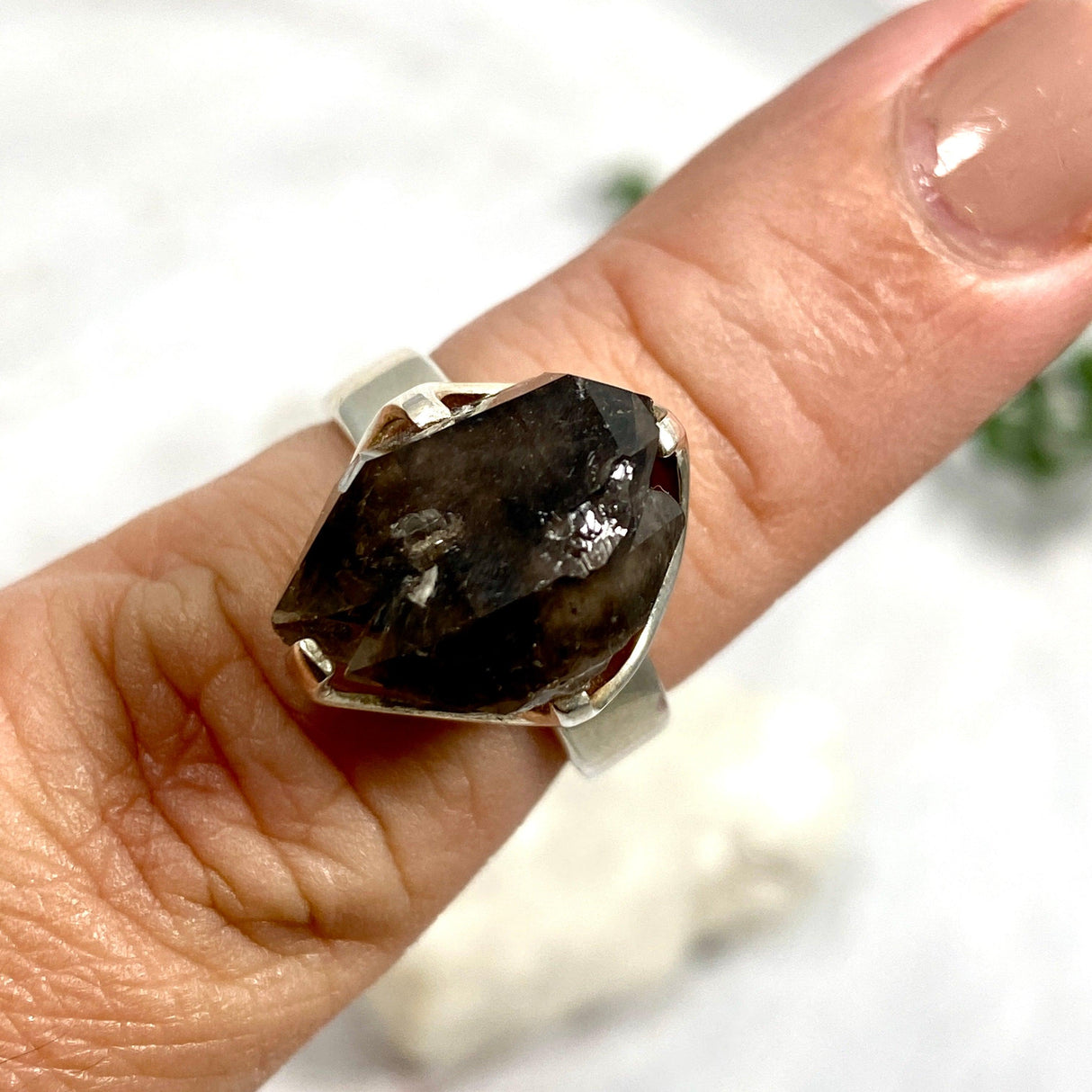 Smokey Quartz Mooralla raw ring s.7 PRGJ291 - Nature's Magick