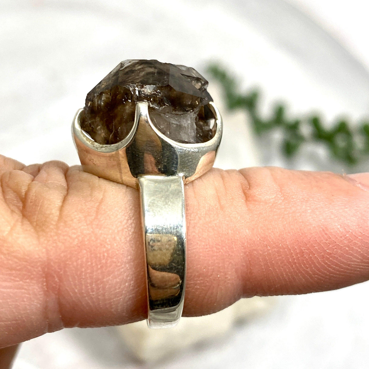 Smokey Quartz Mooralla raw ring s.7 PRGJ291 - Nature's Magick